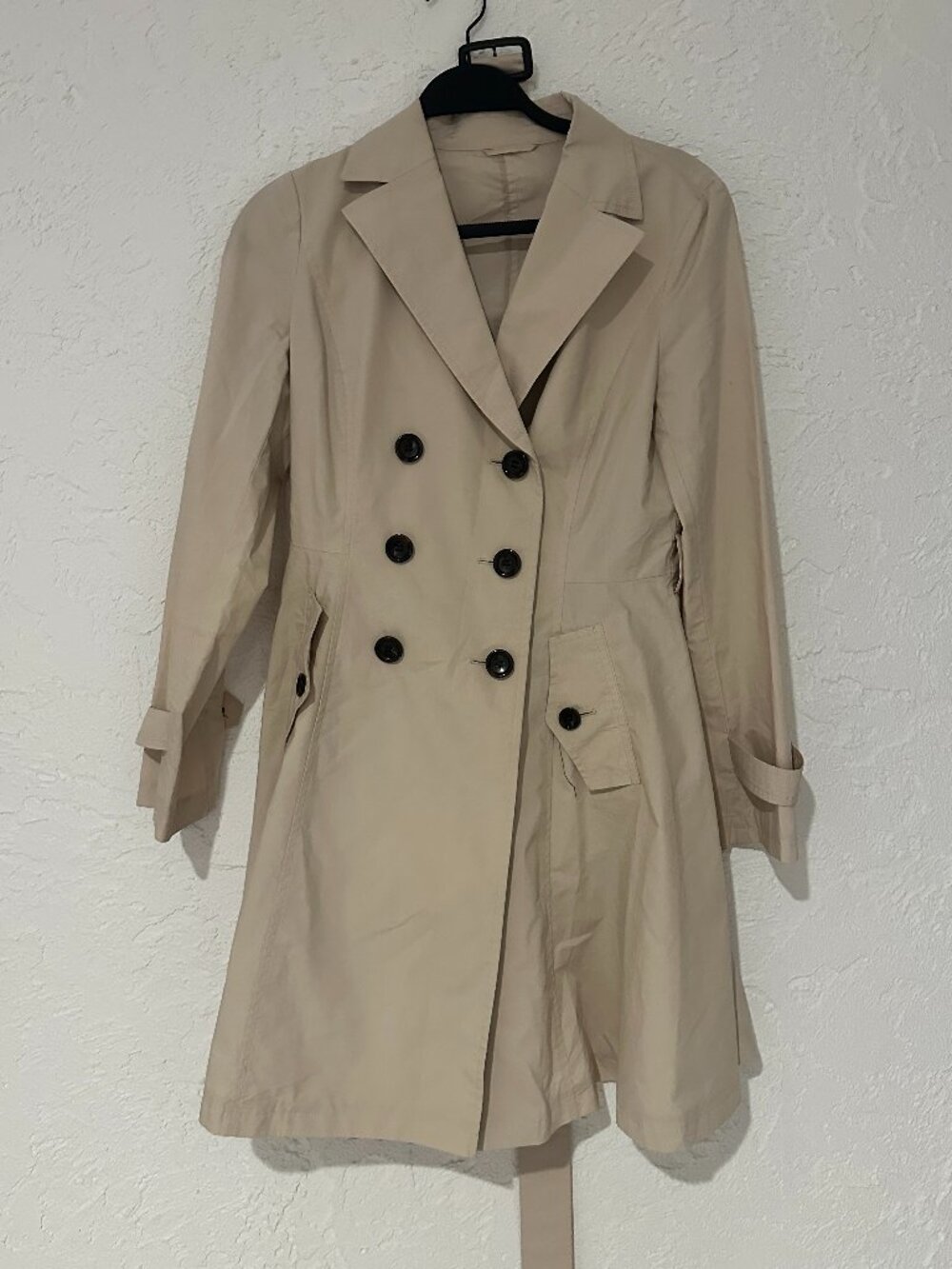 ANAYI Japan Beige Long Spring Coat Belted Trench Style Size 36